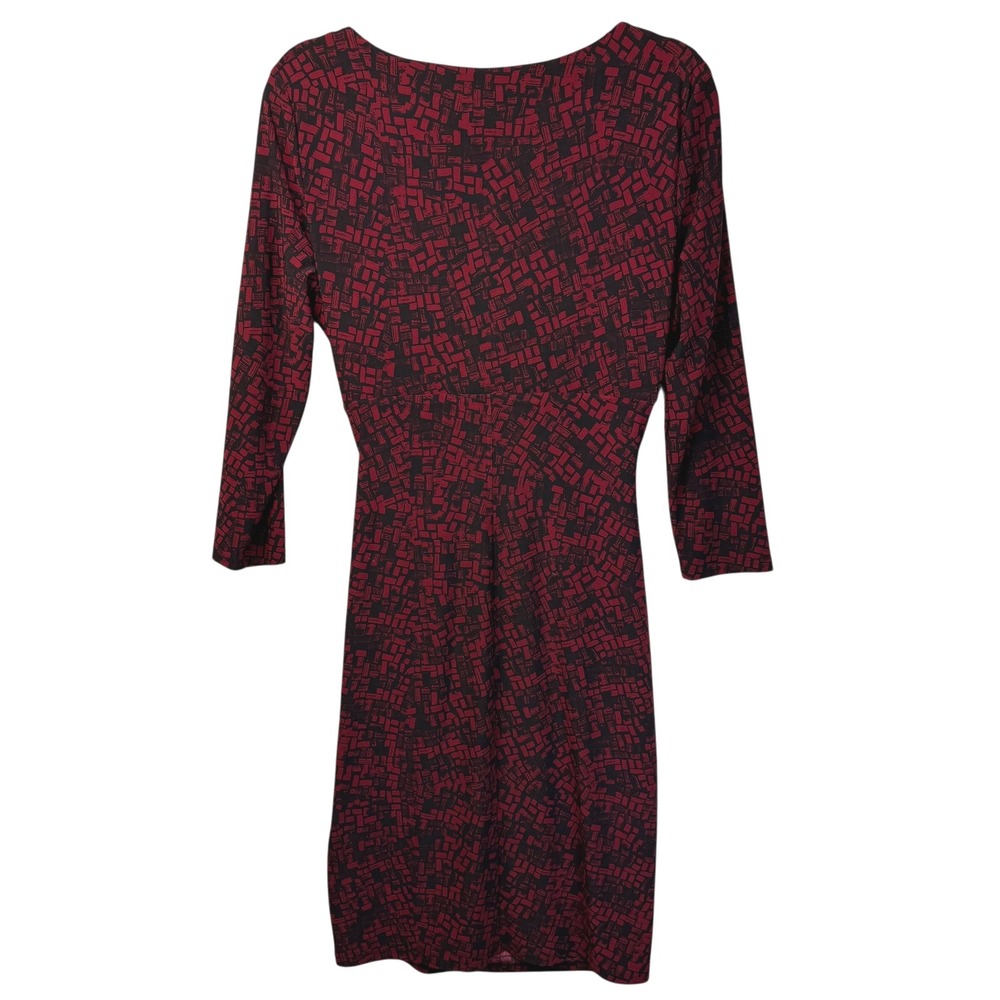 Ralph Lauren Dress 10 Red Black Geometric Print‎ 3/4 Sleeve Faux Wrap Career - Picture 12 of 16